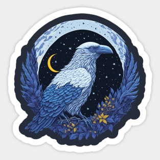 White Crow at Night Time Sticker